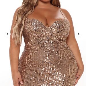 Fashion Nova Gold Sequin Mini Dress